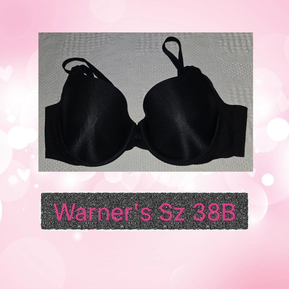 Warner's Black Smooth Underwire Bra Sz 38B